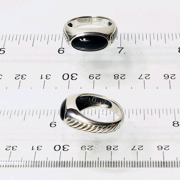 David Yurman Sterling Black Onyx Inset Cable Ring - Picture 6 of 7